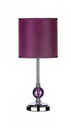 Crackle Glass Table Lamp with Purple Shade